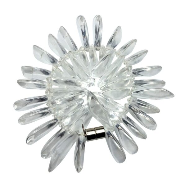 Yasmine Kuhn Lucite Bracelet Magnetic Clasp Clear Asymmetrical Large Beads Costu - Picture 1 of 9